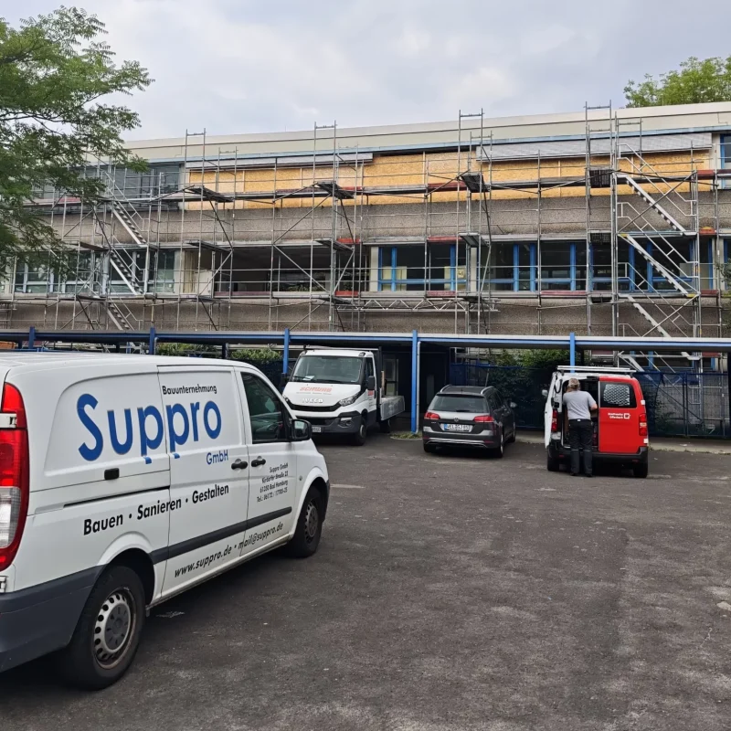 Energetische Sanierung an der Anna-Frank-Schule Offenbach durch Suppro GmbH Bauunternehmen – Fassadensanierung, Wärmedämmung und Modernisierung